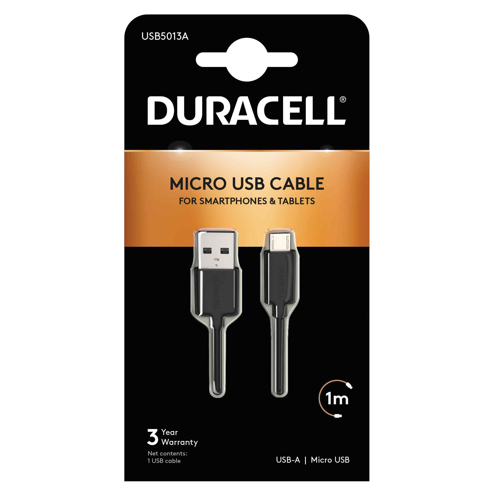Duracell 1m USB-A'dan Micro'ya Şarj Kablosu
