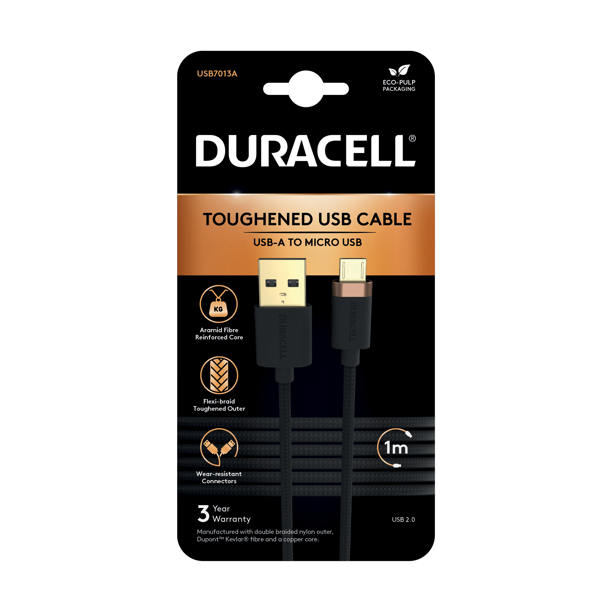 Duracell 1m USB-A'dan Micro'ya Şarj Kablosu