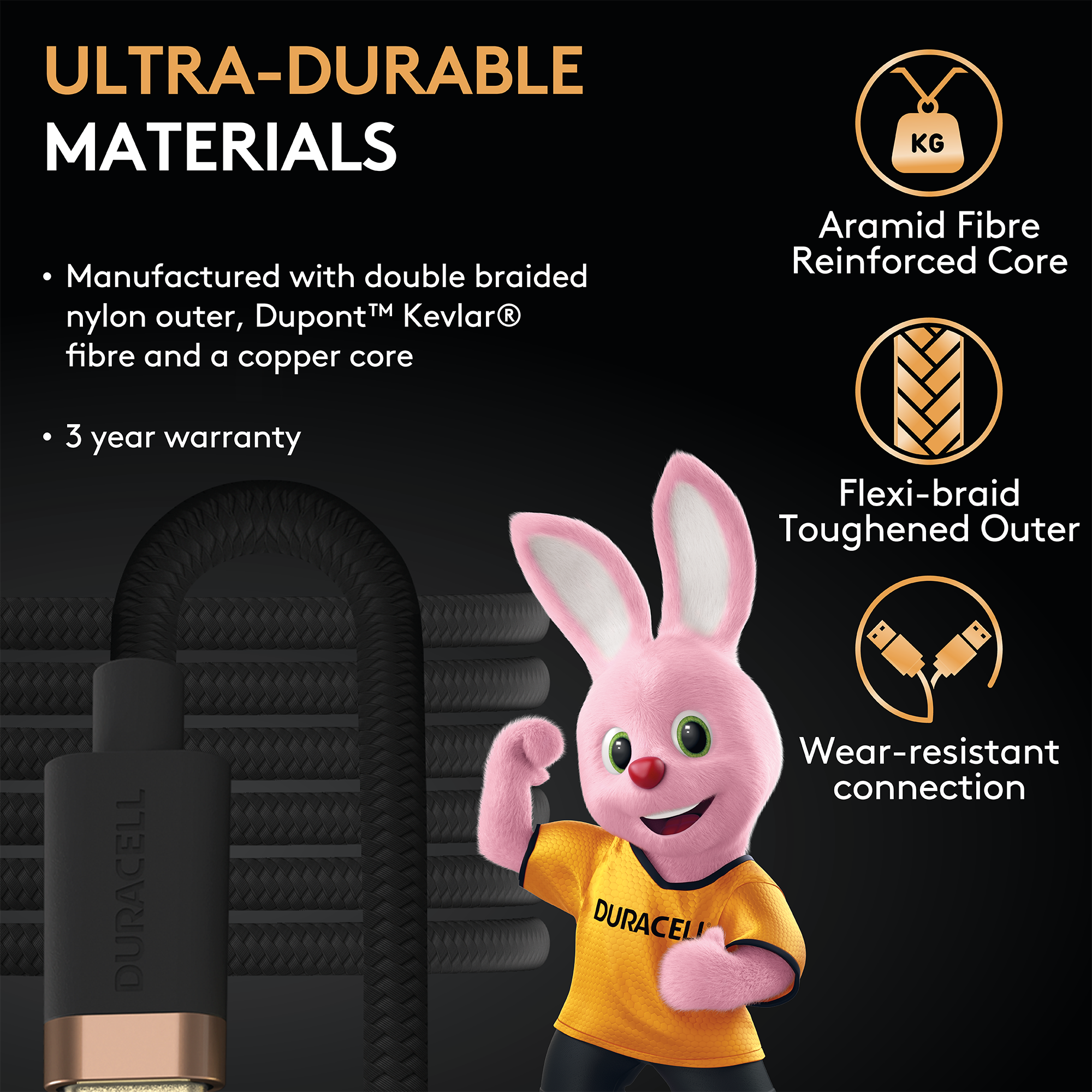 Duracell 1m USB-A'dan Micro'ya Şarj Kablosu