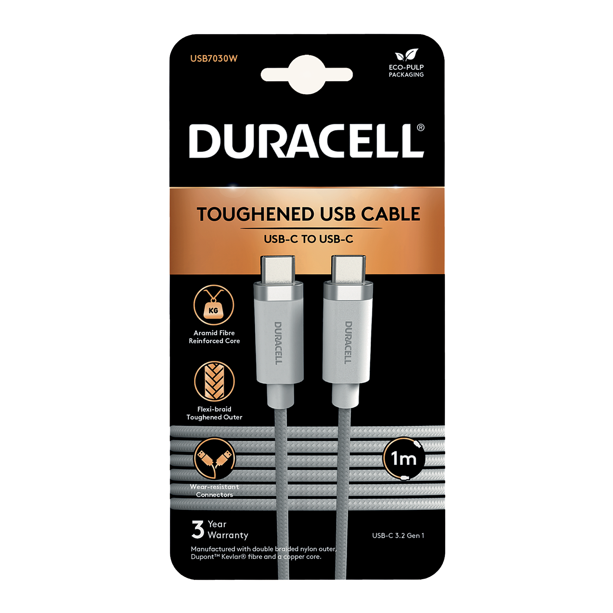 Duracell 1m USB-C'den USB-C'ye Süper Hızlı Şarj Kablosu